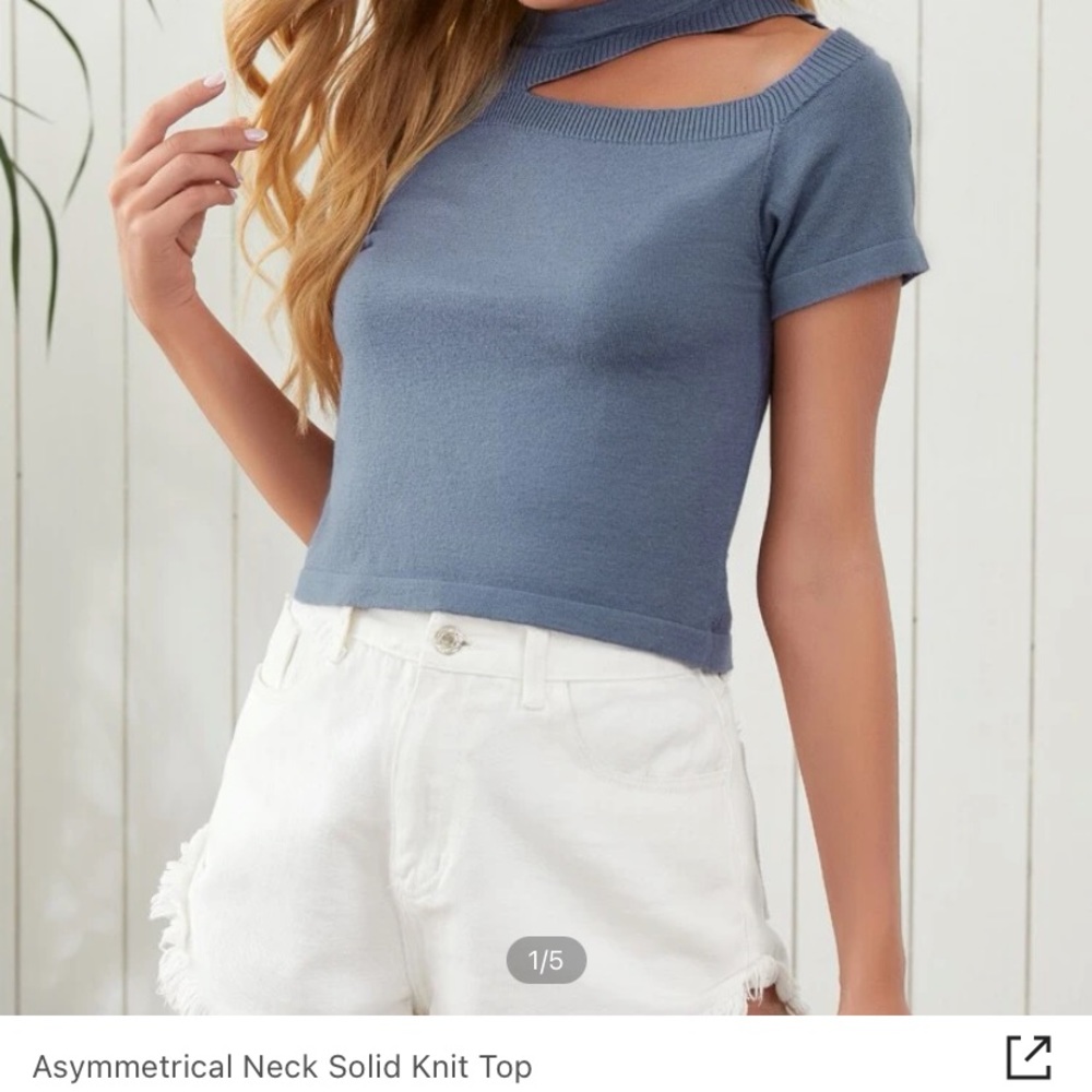 SHEIN blue gray knit top